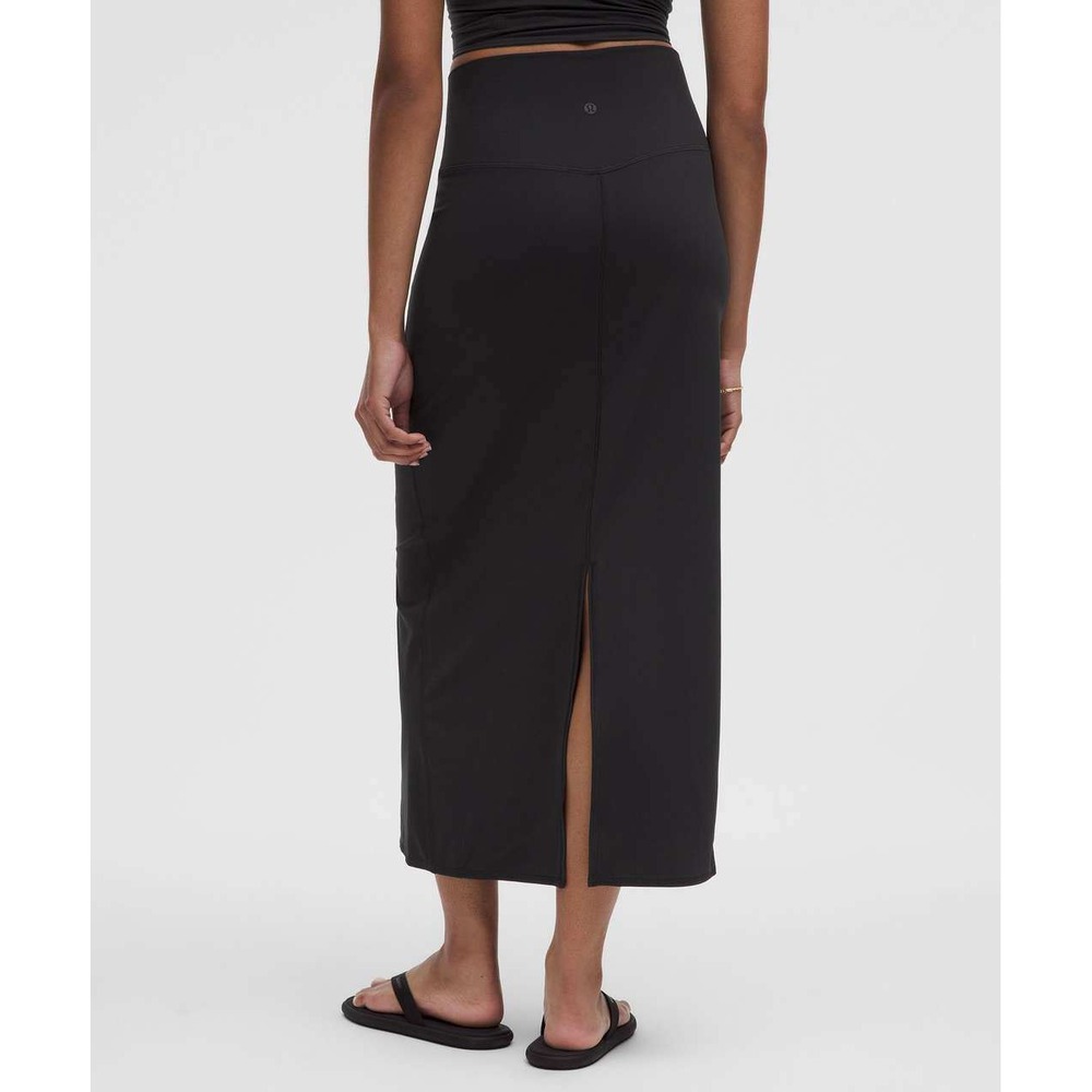 Lululemon Nulu Slim-Fit High-Rise Maxi Skirt Black LW8AOGS Size Large - Picture 3 of 9